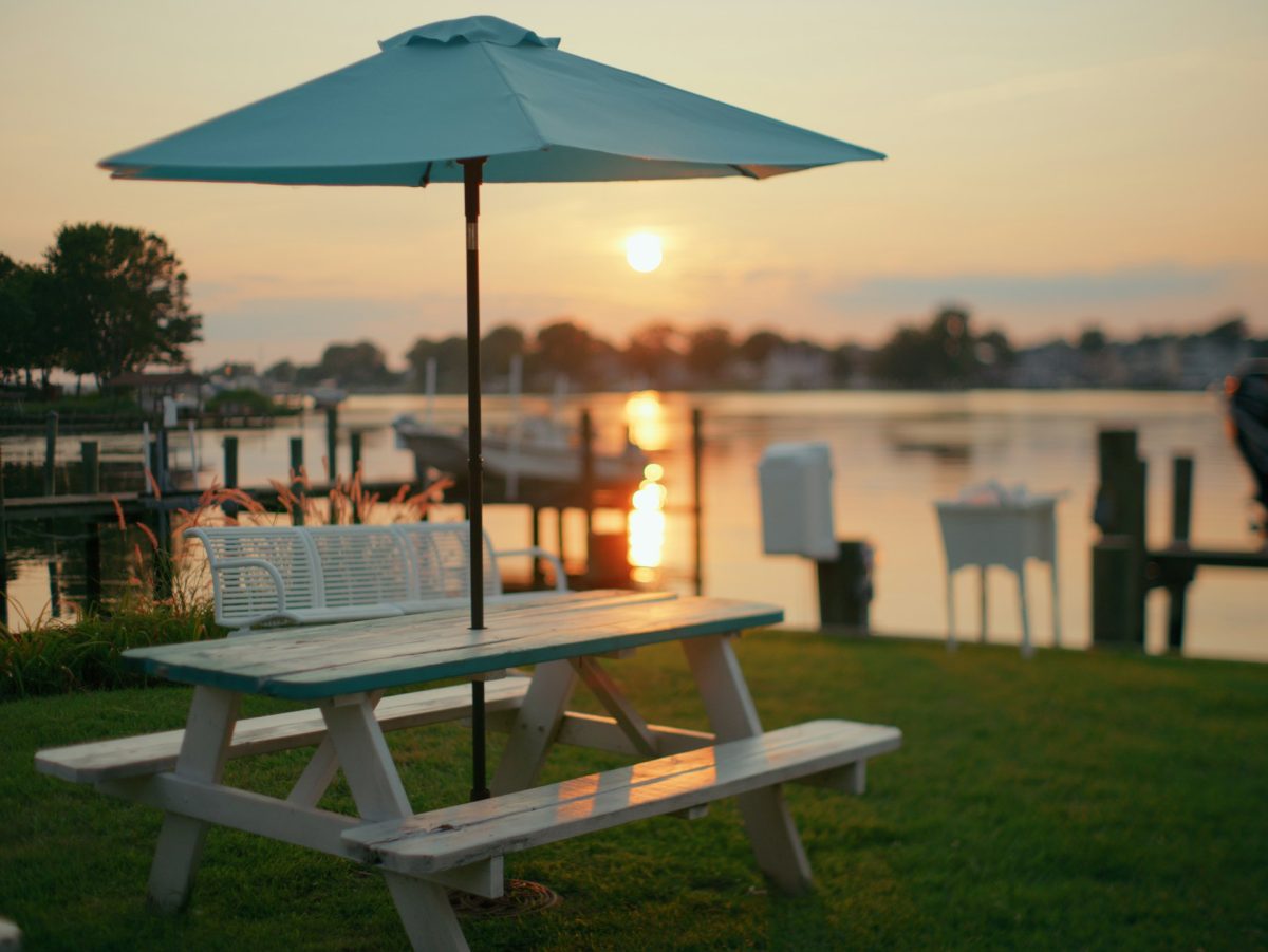 Picnic table lakeside